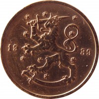 obverse of 10 Penniä (1919 - 1940) coin with KM# 24 from Finland. Inscription: 1939