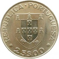 Portugal coin 25 Escudos - Mundial Hóquei 82 (1982) obverse obverse of 25 Escudos - Mundial Hóquei 82 (1982) coin with KM# 616 from Portugal. Inscription: REPUBLICA PORTUGUESA 25$0