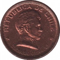 Chile coin 20 Centavos (1942 - 1953) obverse obverse of 20 Centavos (1942 - 1953) coin with KM# 177 from Chile. Inscription: REPUBLICA DE CHILE * BERNARDO O'HIGGINS *