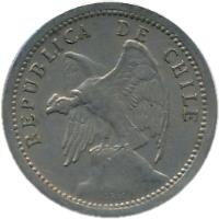 Chile coin 20 Centavos (1919 - 1941) obverse obverse of 20 Centavos (1919 - 1941) coin with KM# 167 from Chile. Inscription: REPUBLICA DE CHILE O. ROTY