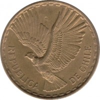 Chile coin 5 Centésimos (1960 - 1971) obverse obverse of 5 Centésimos (1960 - 1971) coin with KM# 190 from Chile. Inscription: REPUBLICA DE CHILE