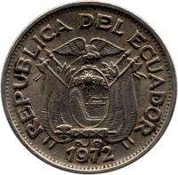 Ecuador coin 10 Centavos (1964 - 1972) obverse obverse of 10 Centavos (1964 - 1972) coin with KM# 76c from Ecuador. Inscription: REPUBLICA DEL ECUADOR 1972
