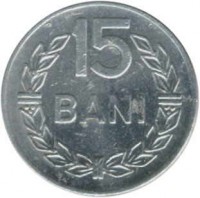 reverse of 15 Bani (1975) coin with KM# 93a from Romania. Inscription: 15 BANI