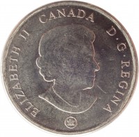 obverse of 25 Cents - Elizabeth II - Medal of Bravery (2006) coin with KM# 629 from Canada. Inscription: ELIZABETH II CANADA D · G · REGINA
