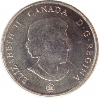 obverse of 25 Cents - Elizabeth II - Medal of Bravery (2006) coin with KM# 629 from Canada. Inscription: ELIZABETH II CANADA D · G · REGINA