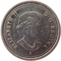 obverse of 25 Cents - Elizabeth II - Year of the Veteran (2005) coin with KM# 535 from Canada. Inscription: ELIZABETH II D · G · REGINA P