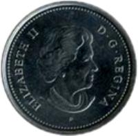 obverse of 25 Cents - Elizabeth II - Saskatchewan (2005) coin with KM# 532 from Canada. Inscription: ELIZABETH II D · G · REGINA P