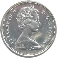 obverse of 25 Cents - Elizabeth II - Confederation (1967) coin with KM# 68 from Canada. Inscription: ELIZABETH II D · G · REGINA