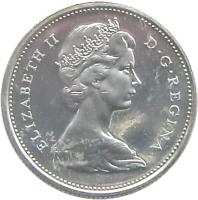 obverse of 25 Cents - Elizabeth II - Confederation (1967) coin with KM# 68 from Canada. Inscription: ELIZABETH II D · G · REGINA