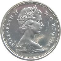obverse of 10 Cents - Elizabeth II - Confederation (1967) coin with KM# 67 from Canada. Inscription: ELIZABETH II D · G · REGINA