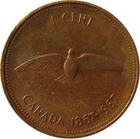 reverse of 1 Cent - Elizabeth II - Confederation - 2'nd Portrait (1967) coin with KM# 65 from Canada. Inscription: 1 CENT CANADA 1867-1967