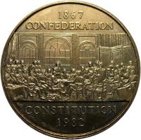 Canada coin 1 Dollar - Elizabeth II - Constitution (1982) reverse reverse of 1 Dollar - Elizabeth II - Constitution (1982) coin with KM# 134 from Canada. Inscription: 1867 CONFEDERATION CONSTITUTION 1982