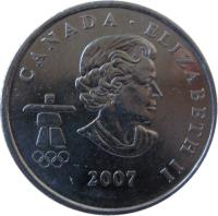 Canada coin 25 Cents - Elizabeth II - Ice hockey (2007) obverse obverse of 25 Cents - Elizabeth II - Ice hockey (2007) coin with KM# 683 from Canada. Inscription: CANADA · ELIZABETH II 2007