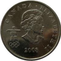 obverse of 25 Cents - Elizabeth II - Snowboarding (2008) coin with KM# 768 from Canada. Inscription: CANADA · ELIZABETH II 2008