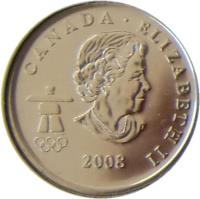obverse of 25 Cents - Elizabeth II - Freestyle skiing (2008) coin with KM# 765 from Canada. Inscription: CANADA · ELIZABETH II 2008