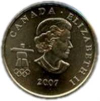 Canada coin 25 Cents - Elizabeth II - Alpine skiing (2007 - 2008) obverse obverse of 25 Cents - Elizabeth II - Alpine skiing (2007 - 2008) coin with KM# 686 from Canada. Inscription: CANADA · ELIZABETH II 2007