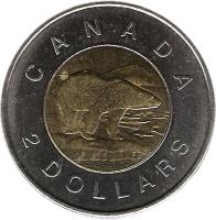 reverse of 2 Dollars - Elizabeth II - Golden Jubilee (2002) coin with KM# 449 from Canada. Inscription: CANADA 2 DOLLARS