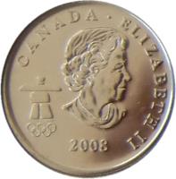 obverse of 25 Cents - Elizabeth II - Figure skating (2008) coin with KM# 766 from Canada. Inscription: CANADA · ELIZABETH II 2008
