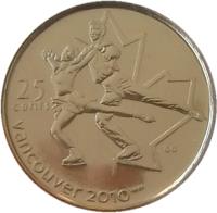 Canada coin 25 Cents - Elizabeth II - Figure skating (2008) reverse reverse of 25 Cents - Elizabeth II - Figure skating (2008) coin with KM# 766 from Canada. Inscription: 25 CENTS VANCOUVER 2010