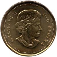 obverse of 1 Dollar - Elizabeth II - Royal Canadian Navy (2010) coin with KM# 1017 from Canada. Inscription: ELIZABETH II D · G · REGINA