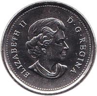 Canada coin 25 Cents - Elizabeth II - Remembrance (2010) obverse obverse of 25 Cents - Elizabeth II - Remembrance (2010) coin with KM# 1028 from Canada. Inscription: ELIZABETH II D · G · REGINA