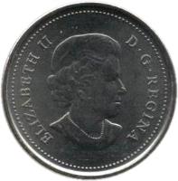 obverse of 25 Cents - Elizabeth II - Wood Bison - Colourized (2011) coin with KM# 1168a from Canada. Inscription: ELIZABETH II D. G. REGINA