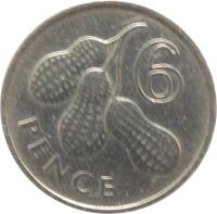 Gambia coin 6 Pence - Elizabeth II (1966) reverse reverse of 6 Pence - Elizabeth II (1966) coin with KM# 3 from Gambia. Inscription: 6 PENCE