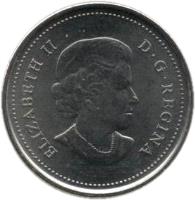 Canada coin 25 Cents - Elizabeth II - Peregrine Falcon (2011) obverse obverse of 25 Cents - Elizabeth II - Peregrine Falcon (2011) coin with KM# 1169 from Canada. Inscription: ELIZABETH II D. G. REGINA