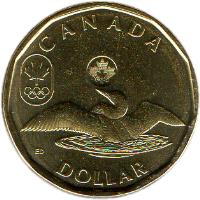 reverse of 1 Dollar - Elizabeth II - Summer Olympic Games London 2012 (2012 - 2014) coin with KM# 1256 from Canada. Inscription: CANADA DOLLAR