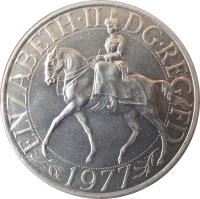 United Kingdom coin 25 New Pence - Elizabeth II - Silver Jubilee (1977 - 1981) obverse obverse of 25 New Pence - Elizabeth II - Silver Jubilee (1977 - 1981) coin with KM# 920 from United Kingdom. Inscription: ELIZABETH · II DG · REG FD 1977