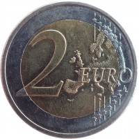 reverse of 2 Euro - 10 Years of EMU (2009) coin with KM# 89 from Cyprus. Inscription: 2 EURO LL