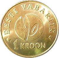 reverse of 1 Kroon - Independence (2008) coin with KM# 44 from Estonia. Inscription: EESTI VABARIIK 1 KROON