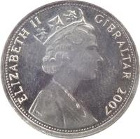 obverse of 10 Pence - Elizabeth II - The Great Siege 1779 - 1783 - 3'rd Portrait (2005 - 2011) coin with KM# 1082 from Gibraltar. Inscription: ELIZABETH II GIBRALTAR 2007