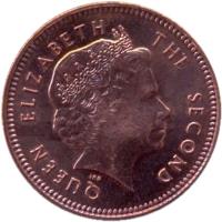 obverse of 2 Pence - Elizabeth II - 4'th Portrait (2004 - 2011) coin with KM# 131 from Falkland Islands. Inscription: QUEEN ELIZABETH THE SECOND IRB