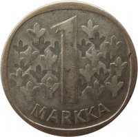Finland coin 1 Markka (1964 - 1968) reverse reverse of 1 Markka (1964 - 1968) coin with KM# 49 from Finland. Inscription: 1 MARKKA