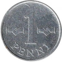 Finland coin 1 Penni (1969 - 1979) reverse reverse of 1 Penni (1969 - 1979) coin with KM# 44a from Finland. Inscription: 1 PENNI