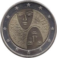 obverse of 2 Euro - Universal Suffrage (2006) coin with KM# 125 from Finland. Inscription: M 1.10.1906 M 20 FI 06