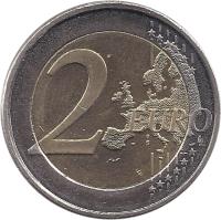 reverse of 2 Euro - 10 Years of EMU (2009) coin with KM# 144 from Finland. Inscription: 2 EURO LL