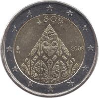 obverse of 2 Euro - 200th Anniversary to Finnish Autonomy (2009) coin with KM# 149 from Finland. Inscription: 1809 FI 2009