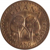 Ghana coin 1/2 Pesewa (1967) obverse obverse of 1/2 Pesewa (1967) coin with KM# 12 from Ghana. Inscription: GHANA FREEDOM AND JUSTICE