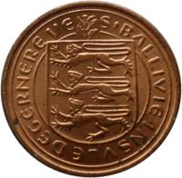 obverse of 1/2 New Penny - Elizabeth II (1971) coin with KM# 20 from Guernsey. Inscription: S'BALLIVIE INSVLE DEGERNERE VE