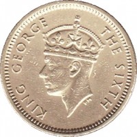 obverse of 5 Cents - George VI (1949 - 1950) coin with KM# 26 from Hong Kong. Inscription: KING GEORGE THE SIXTH