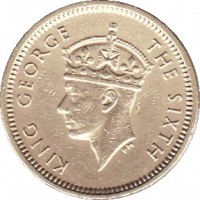 Hong Kong coin 5 Cents - George VI (1949 - 1950) obverse obverse of 5 Cents - George VI (1949 - 1950) coin with KM# 26 from Hong Kong. Inscription: KING GEORGE THE SIXTH
