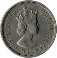 Hong Kong coin 50 Cents - Elizabeth II - 1'st Portrait (1971 - 1975) obverse obverse of 50 Cents - Elizabeth II - 1'st Portrait (1971 - 1975) coin with KM# 34 from Hong Kong. Inscription: QUEEN ELIZABETH THE SECOND