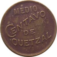 Guatemala coin 1/2 Centavo - Without dot (1932) reverse reverse of 1/2 Centavo - Without dot (1932) coin with KM# 248.1 from Guatemala. Inscription: MEDIO CENTAVO DE QUETZAL