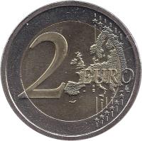 reverse of 2 Euro - 10 Years of EMU (2009) coin with KM# 62 from Ireland. Inscription: 2 EURO LL