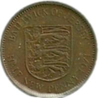 reverse of 1/2 New Penny - Elizabeth II - 2'nd Portrait (1971 - 1980) coin with KM# 29 from Jersey. Inscription: BAILIWICK OF JERSEY HALF NEW PENNY 1971