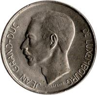 Luxembourg coin 5 Francs - Jean I (1971 - 1981) obverse obverse of 5 Francs - Jean I (1971 - 1981) coin with KM# 56 from Luxembourg. Inscription: JEAN GRAND-DUC DE LUXEMBOURG J.N.LEVEVRE