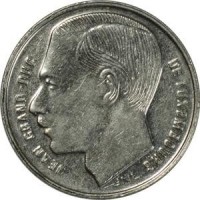 obverse of 1 Franc - Jean I (1988 - 1995) coin with KM# 63 from Luxembourg. Inscription: JEAN GRAND-DUC DE LUXEMBOURG JNL