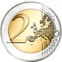 reverse of 2 Euro - Henri I - Royal Wedding (2012) coin with KM# 120 from Luxembourg. Inscription: 2 EURO LL